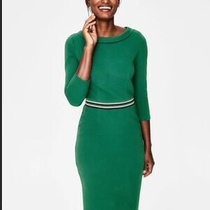 Boden Daisy Ottoman Green Ribbed Dress